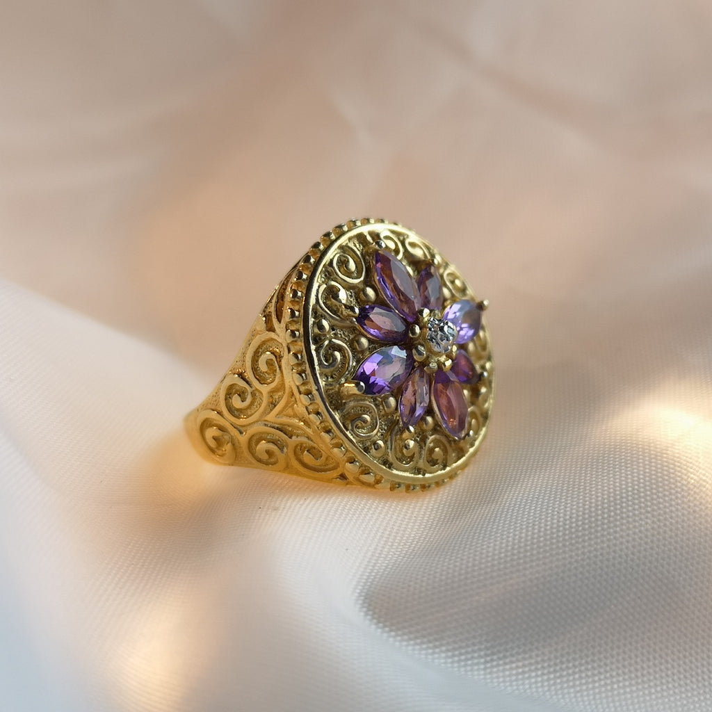 Amethyst Bizantine Flower Ring