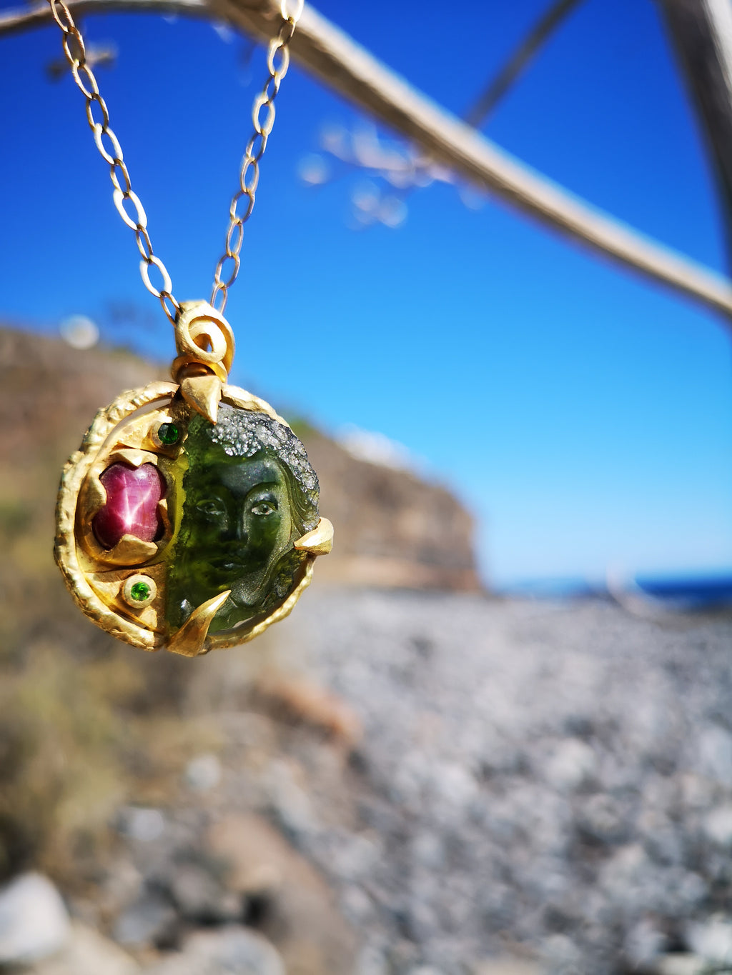 Moldavite Gold Pendant