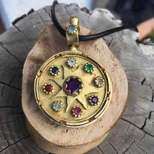 Amethyst Gold multi Gemstone Pendant