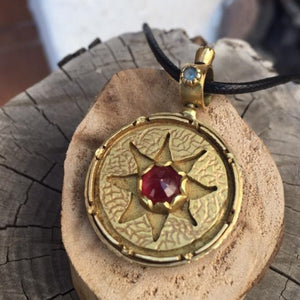 Amethyst Gold multi Gemstone Pendant