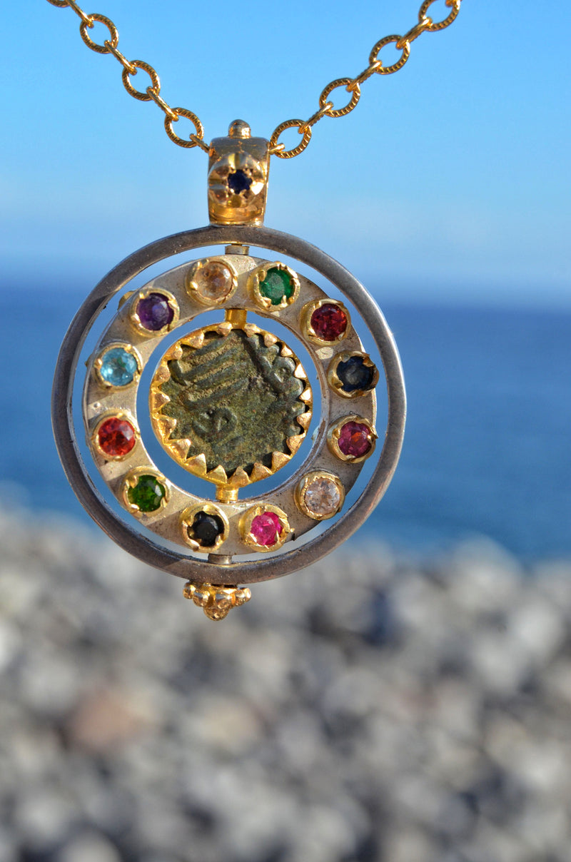 Silver and Gold Gemstone Pendant