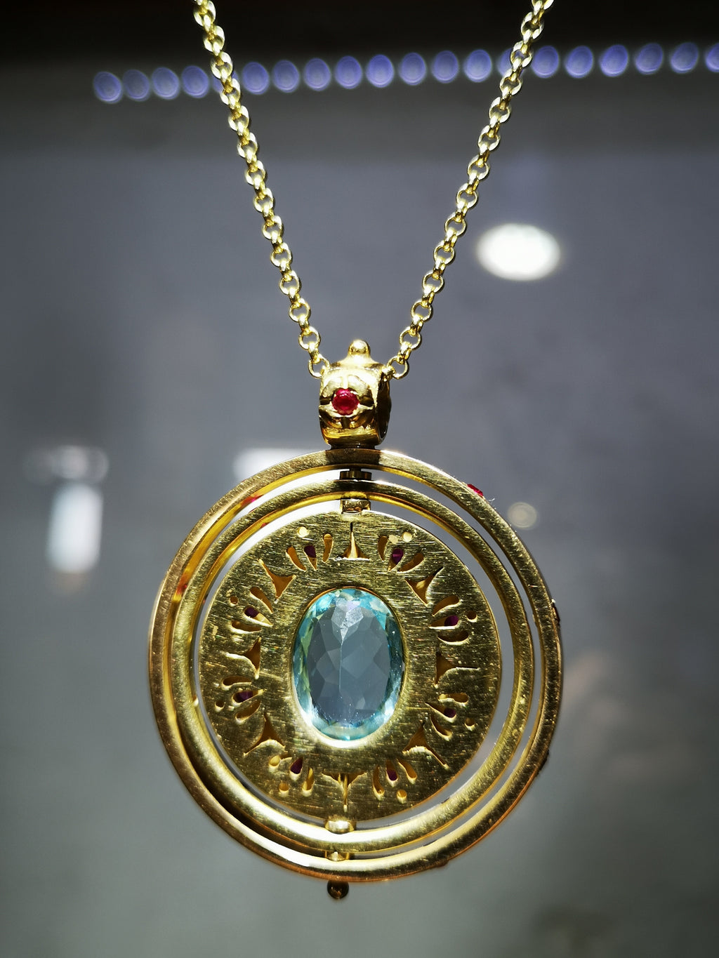 Aquamarine Gold Spinning Pendant