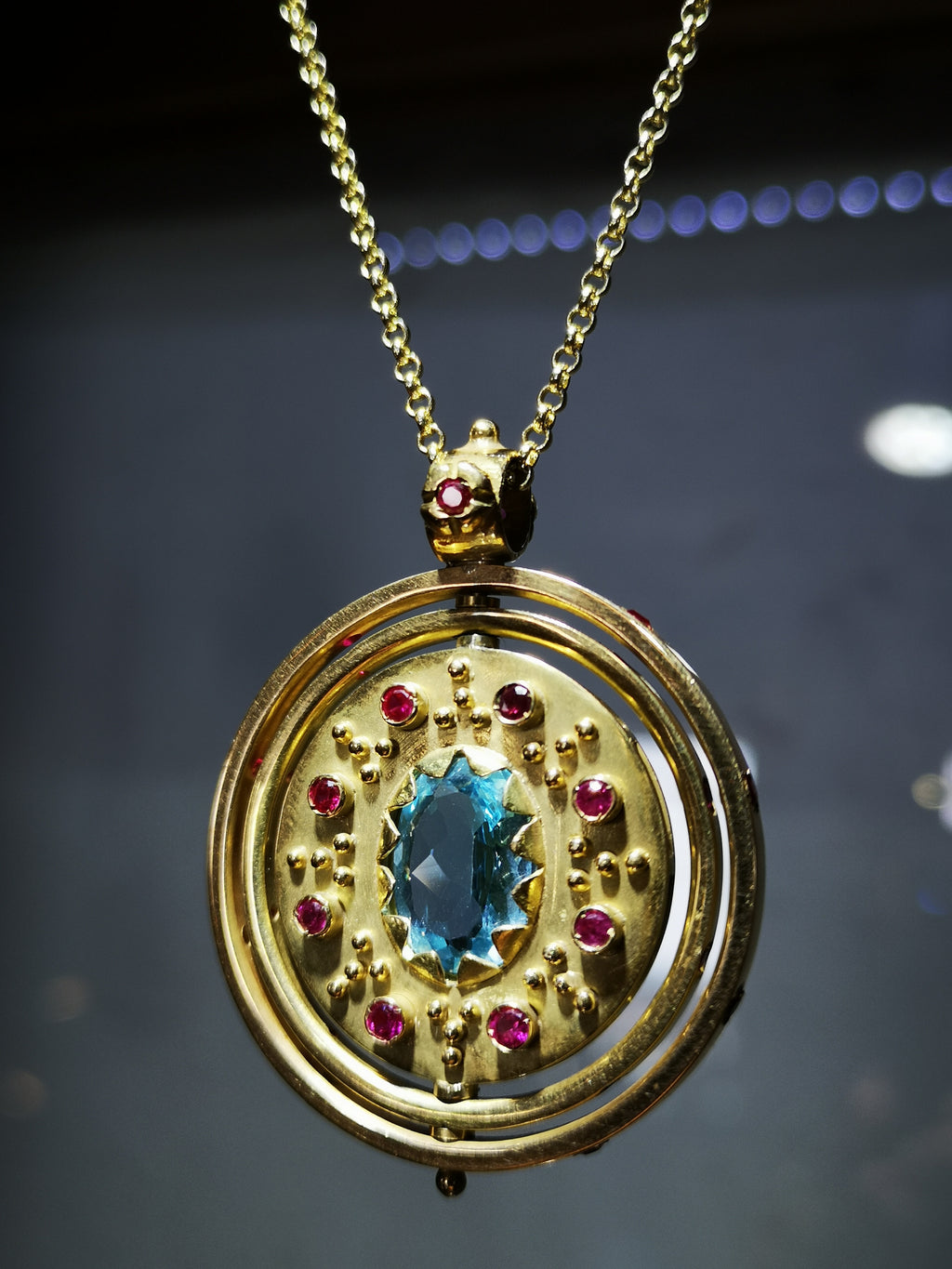 Aquamarine Gold Spinning Pendant