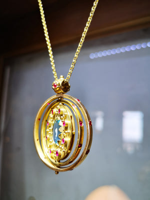 Aquamarine Gold Spinning Pendant