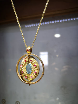 Aquamarine Gold Spinning Pendant